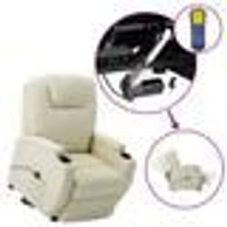 vidaXL Fauteuil releveur inclinable Crème Similicuir - TU