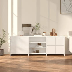 vidaXL Buffets 3 pcs Blanc Bois d'ingénierie