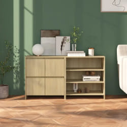 vidaXL Buffets 2 pcs Chêne sonoma Bois d'ingénierie