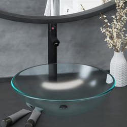 Vidaxl - Lavabo de bain avec robinet et drain à poussoir Verre trempé