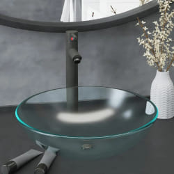 VidaXL Lavabo verre trempé Ø 42 cm - Gris