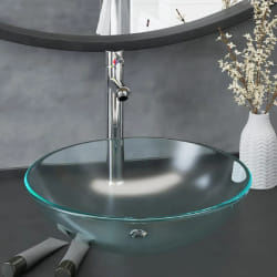 vidaXL Lavabo Verre + Robinet