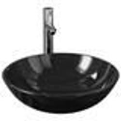 vidaXL Lavabo de bain avec robinet et drain à poussoir Verre trempé