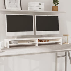 Vidaxl - Support de moniteur Blanc 100x24x13 cm Bois de pin solide