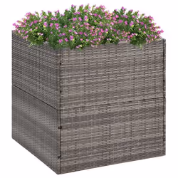vidaXL Jardinière Gris 80x80x80 cm Résine tressée - TU