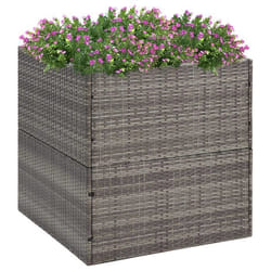 vidaXL Jardinière Gris 80x80x80 cm Résine tressée - TU