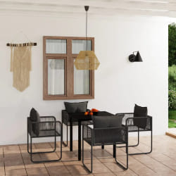 vidaXL Ensemble à manger de jardin 5 pcs Noir