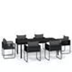 vidaXL Ensemble à manger de jardin 7 pcs Noir