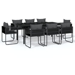 Ensemble de salle à manger de jardin 9 pcs Noir