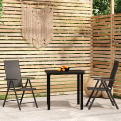 vidaXL Ensemble à manger de jardin 3 pcs Noir
