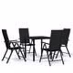 vidaXL Ensemble à manger de jardin 5 pcs Noir