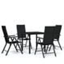 vidaXL Ensemble à manger de jardin 5 pcs Noir