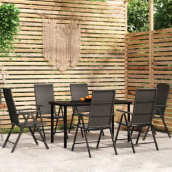 vidaXL Ensemble à manger de jardin 7 pcs Noir