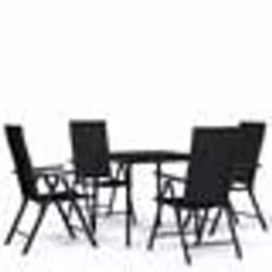vidaXL Ensemble à manger de jardin 5 pcs Noir