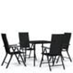 vidaXL Ensemble à manger de jardin 5 pcs Noir