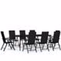 vidaXL Ensemble à manger de jardin 9 pcs Noir