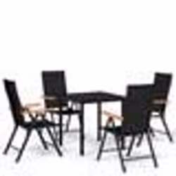 vidaXL Ensemble à manger de jardin 5 pcs Noir