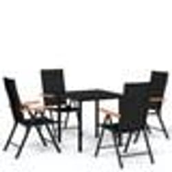 vidaXL Ensemble à manger de jardin 5 pcs Noir