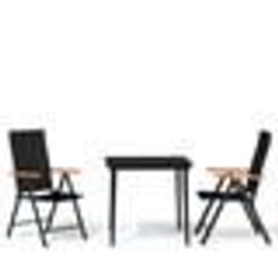 vidaXL Ensemble à manger de jardin 3 pcs Noir