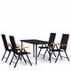 vidaXL Ensemble à manger de jardin 5 pcs Noir