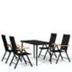 vidaXL Ensemble à manger de jardin 5 pcs Noir