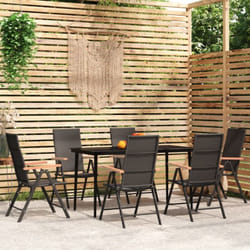 vidaXL Ensemble à manger de jardin 7 pcs Noir