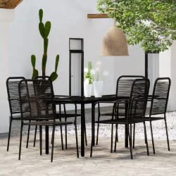 vidaXL Ensemble à manger de jardin 7 pcs Noir