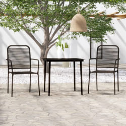 vidaXL Ensemble à manger de jardin 3 pcs Noir