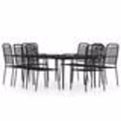 vidaXL Ensemble à manger de jardin 9 pcs Noir