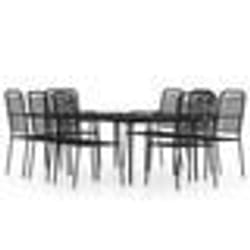 vidaXL Ensemble à manger de jardin 9 pcs Noir
