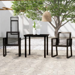 vidaXL Ensemble à manger de jardin 3 pcs Noir