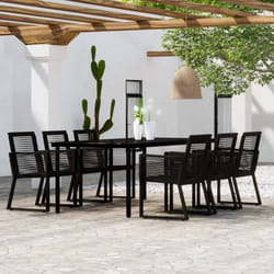 vidaXL Ensemble à manger de jardin 7 pcs Noir