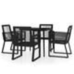 vidaXL Ensemble à manger de jardin 5 pcs Noir