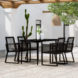 vidaXL Ensemble à manger de jardin 5 pcs Noir