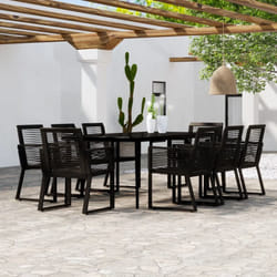 Vidaxl - Ensemble de salle à manger de jardin 9 pcs Noir
