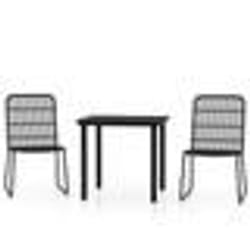 vidaXL Ensemble à manger de jardin 3 pcs Noir