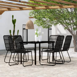 vidaXL Ensemble à manger de jardin 7 pcs Noir
