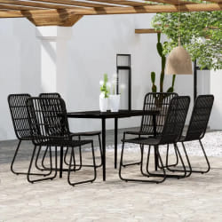 vidaXL Ensemble à manger de jardin 7 pcs Noir