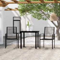 vidaXL Ensemble à manger de jardin 3 pcs Noir