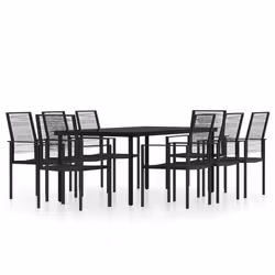 vidaXL Ensemble à manger de jardin 9 pcs Noir