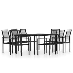 vidaXL Ensemble à manger de jardin 9 pcs Noir