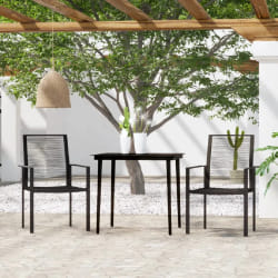 vidaXL Ensemble à manger de jardin 3 pcs Noir