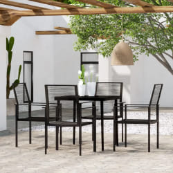 vidaXL Ensemble à manger de jardin 5 pcs Noir