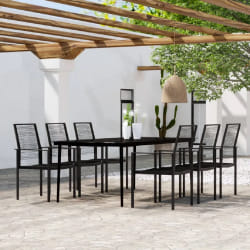 vidaXL Ensemble à manger de jardin 7 pcs Noir