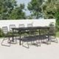 vidaXL Ensemble à manger de jardin 9 pcs noir rotin PVC