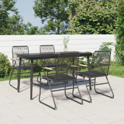 vidaXL Ensemble à manger de jardin 5 pcs Noir Rotin PVC