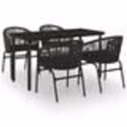 vidaXL Ensemble à manger de jardin 5 pcs Noir