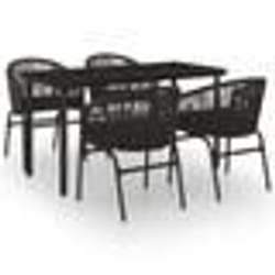 vidaXL Ensemble à manger de jardin 5 pcs Noir