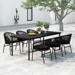 vidaXL Ensemble à manger de jardin 7 pcs Noir