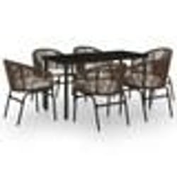 vidaXL Ensemble à manger de jardin 7 pcs Marron